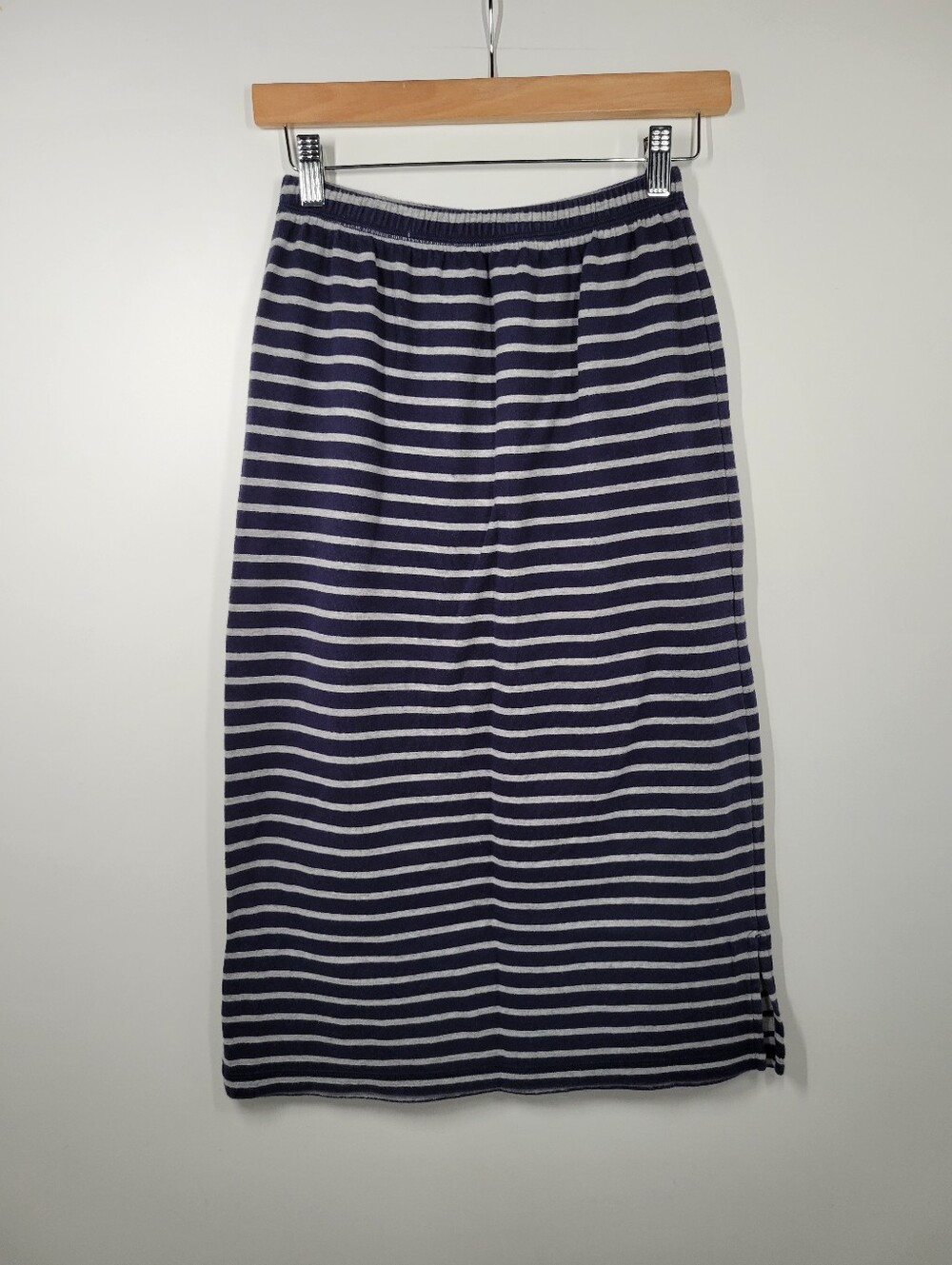 Hanna Andersson Gray Navy Blue Cotton Blend Maxi Skirt Girls Size 12 150